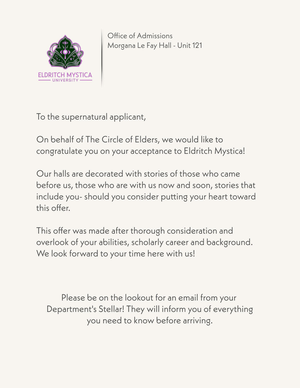 EMU Acceptance Letter